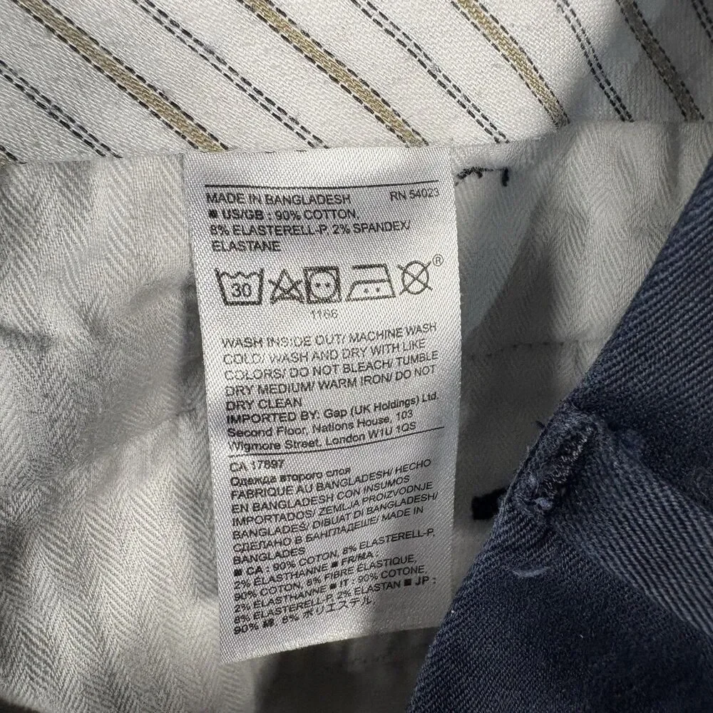 Banana Republic Emerson Chino Mens 38x32 Navy Blue Straight Leg Pants